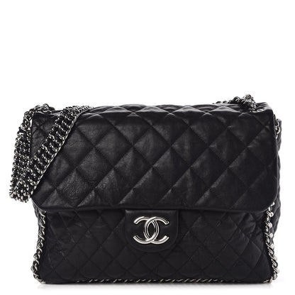 Chanel Washed Lambskin Quilted Maxi Chain Around Flap Black 1 of 7