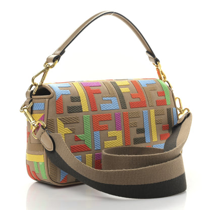 Fendi Canvas Vitello King FF Multicolor Embroidered Baguette Multicolor Cuoio 3 of 8
