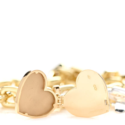 Louis Vuitton 18K Yellow White Gold Diamond Enamel Padlock Charm Bracelet 3 of 7