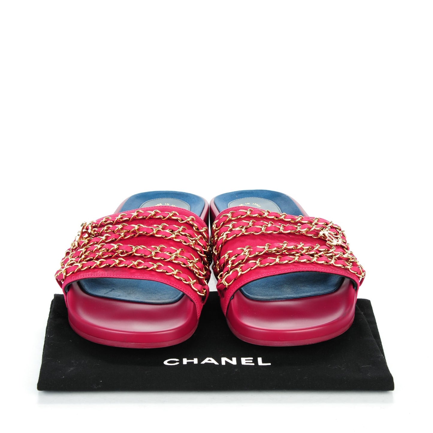 Fabric Chain Mule Sandals 40 Dark Fuchsia