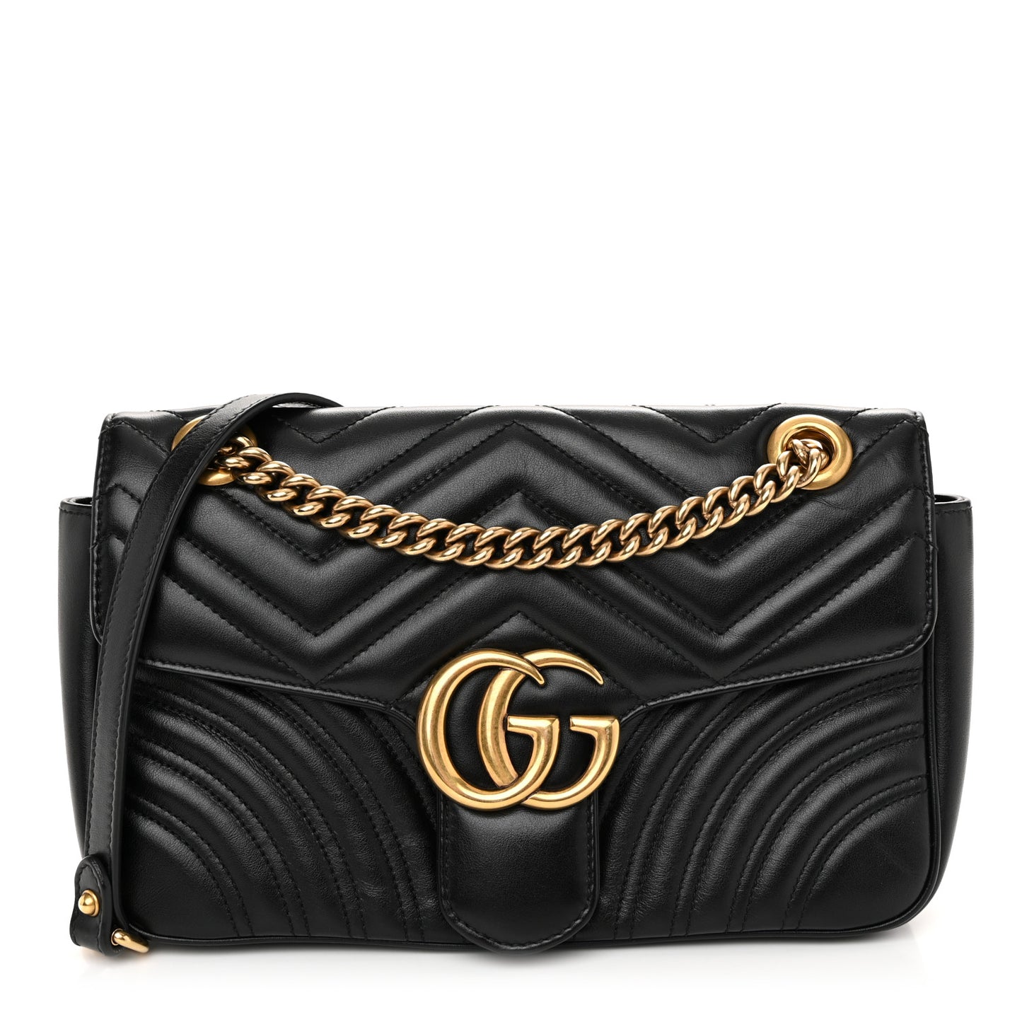 Calfskin Matelasse Small GG Marmont Shoulder Bag Black