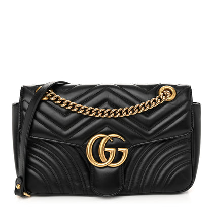 Gucci Calfskin Matelasse Small GG Marmont Shoulder Bag Black 1 of 10