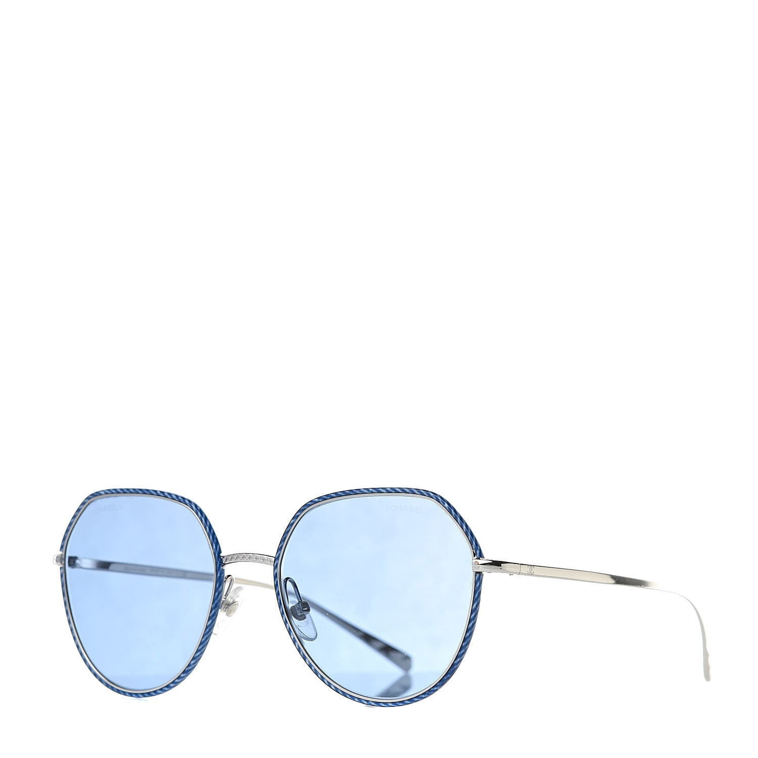 Chanel Round Sunglasses 4251-J Silver Blue 1 of 8