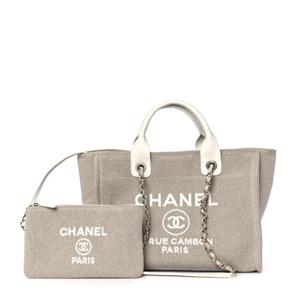 Chanel Mixed Fibers Calfskin Medium Deauville Tote Light Grey 2 of 9