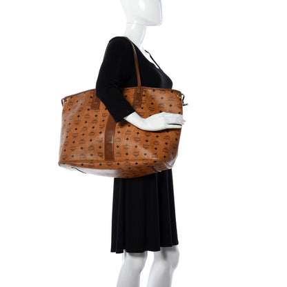 MCM Visetos Large Liz Reversible Shopper Tote Cognac 3 of 17