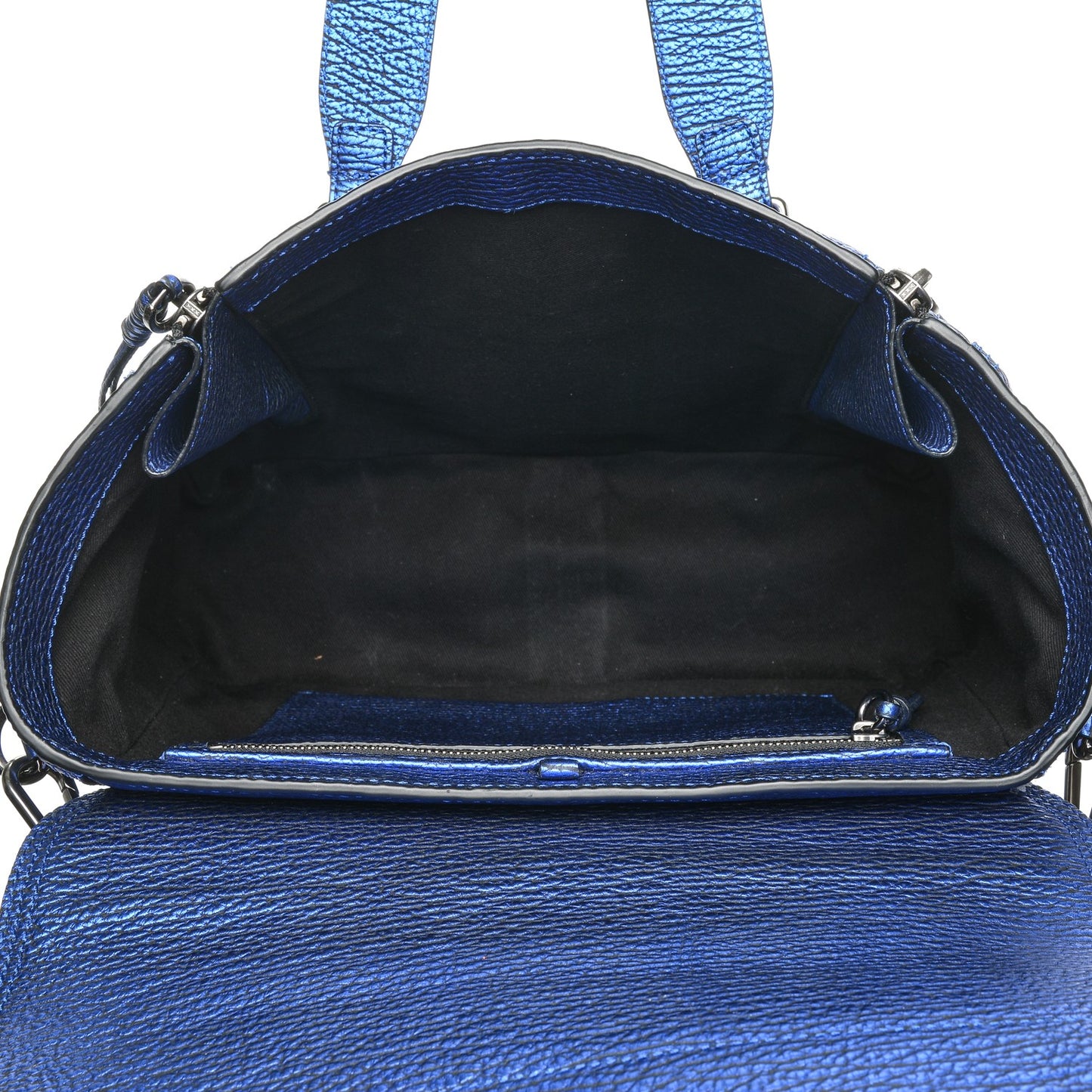 3.1 Metallic Textured Calfskin Medium Pashli Satchel Electric Blue