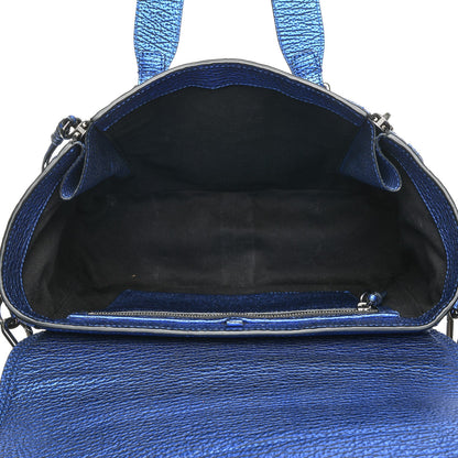 3.1 Phillip Lim 3.1 Metallic Textured Calfskin Medium Pashli Satchel Electric Blue 5 of 8