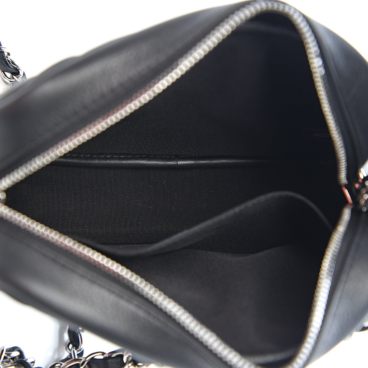 Chanel Calfskin Diagonal Chevron Quilted Tassel Camera Case Black 4 of 9