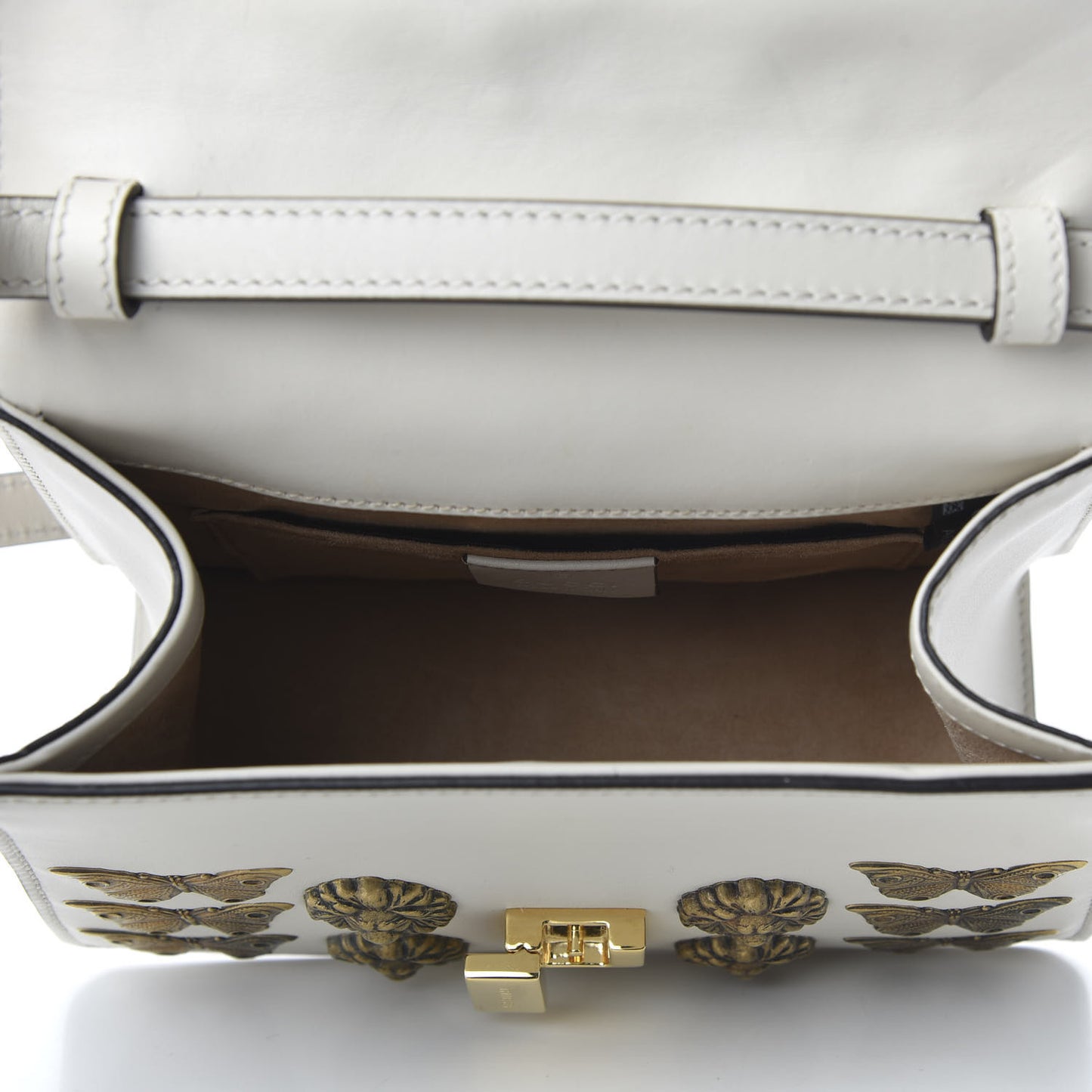 Calfskin Animal Studs Mini Sylvie Top Handle Bag White