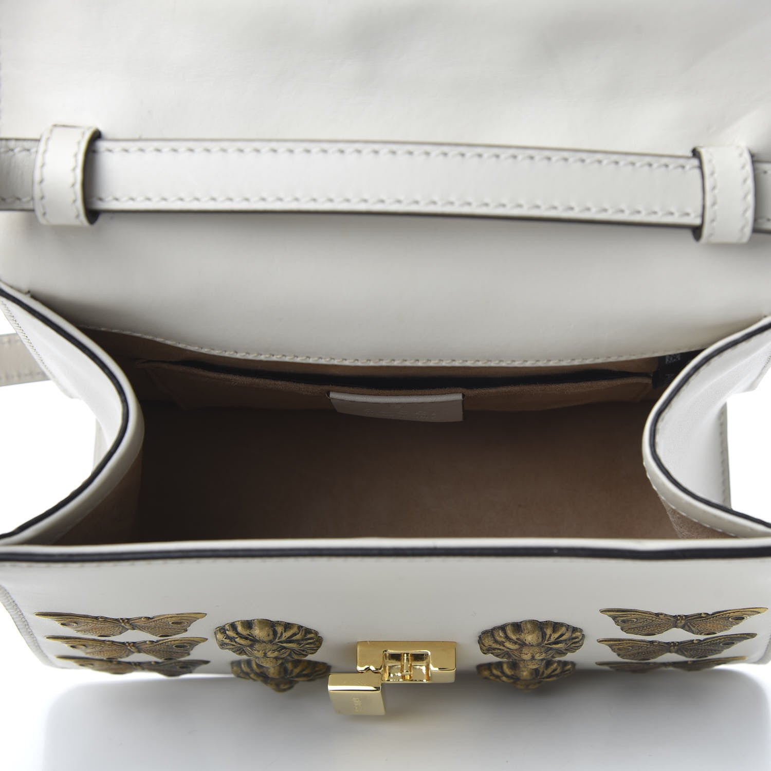 Gucci Calfskin Animal Studs Mini Sylvie Top Handle Bag White 5 of 9