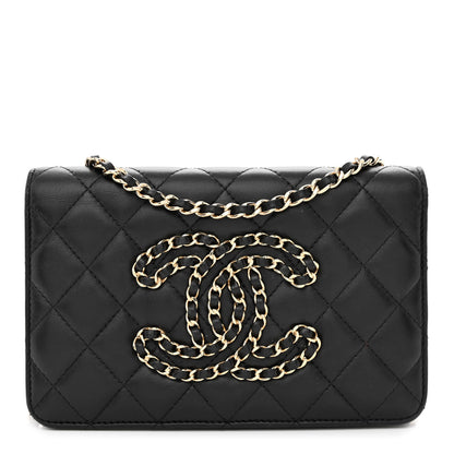 Chanel Lambskin Quilted CC Wallet On Chain WOC Black 1 of 13