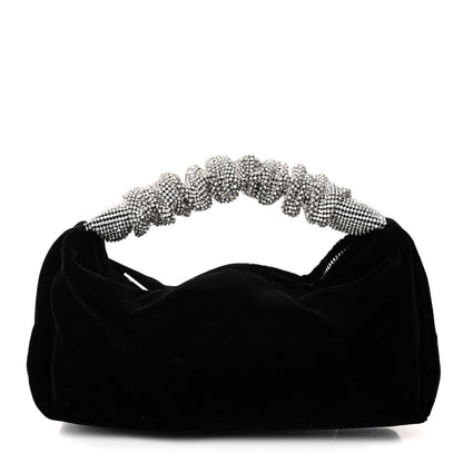 Alexander Wang Velvet Crystal Rhinestone Mini Scrunchie Bag Black Silver 1 of 10