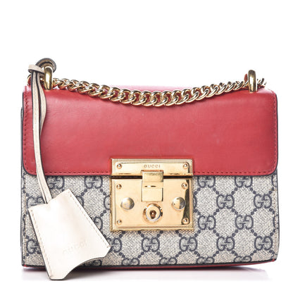 Gucci GG Supreme Monogram Moon Calfskin Small Padlock Shoulder Bag Beige Blue Hibiscus Red Mystic White 1 of 16
