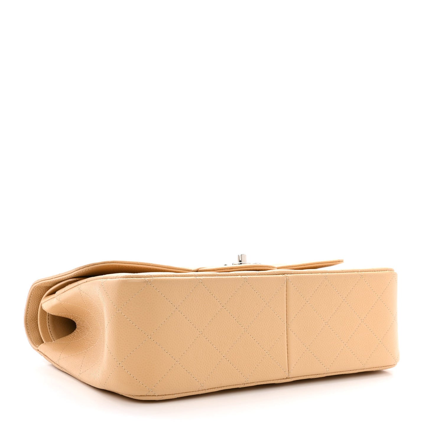 Caviar Quilted Jumbo Double Flap Beige Clair