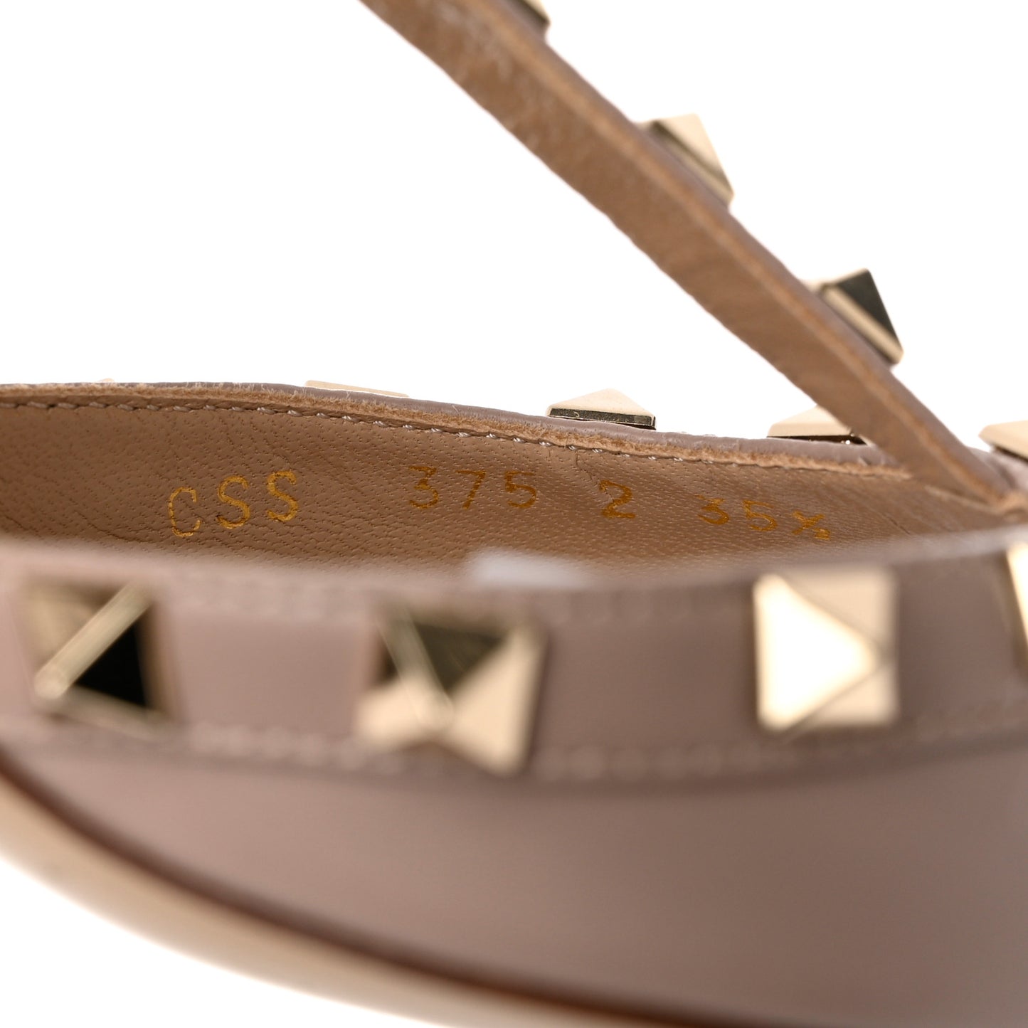 Calfskin Nappa Rockstud Ankle Strap 65mm Pumps 36 Poudre