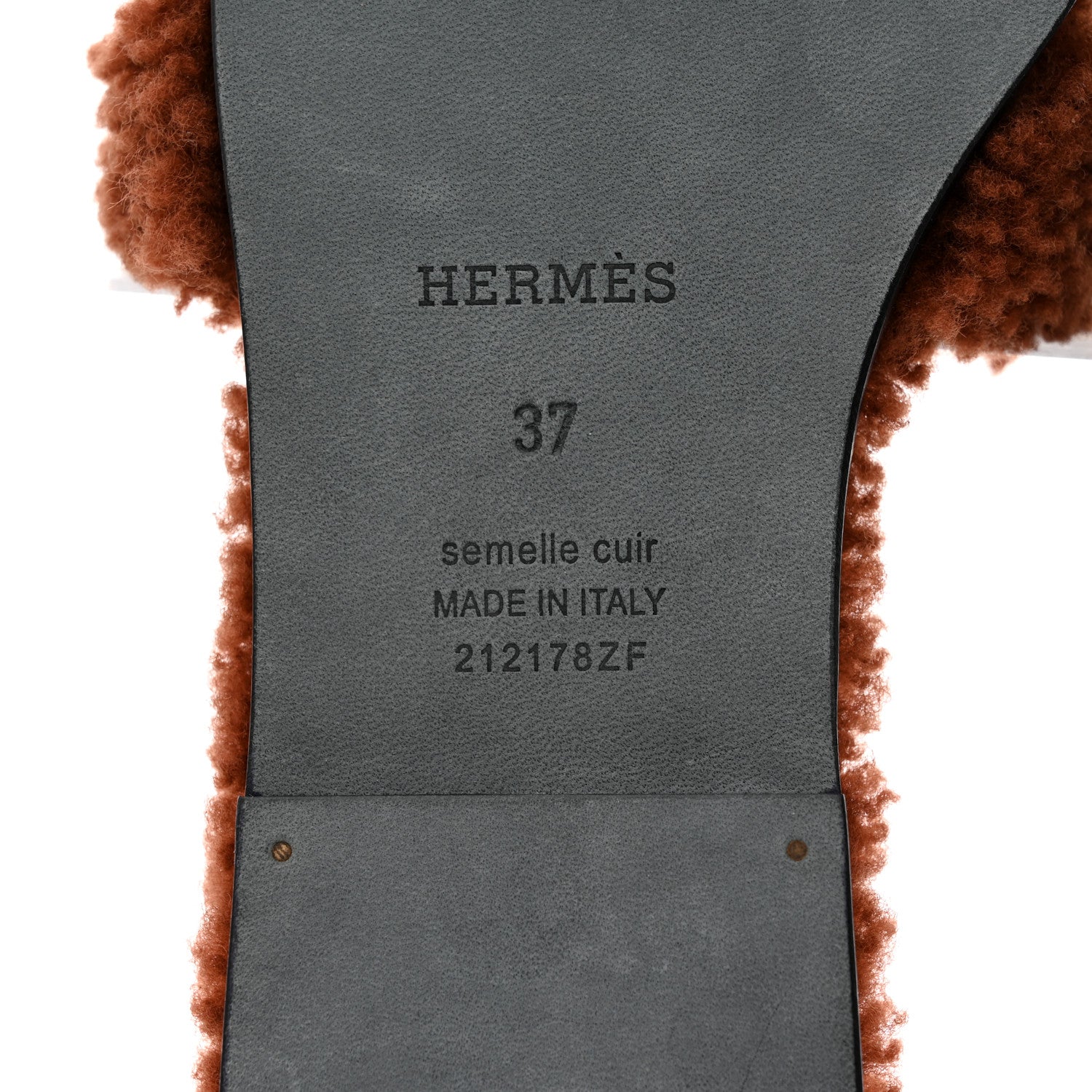 Hermes Woolskin Oran Sandals 37 Cognac 7 of 7