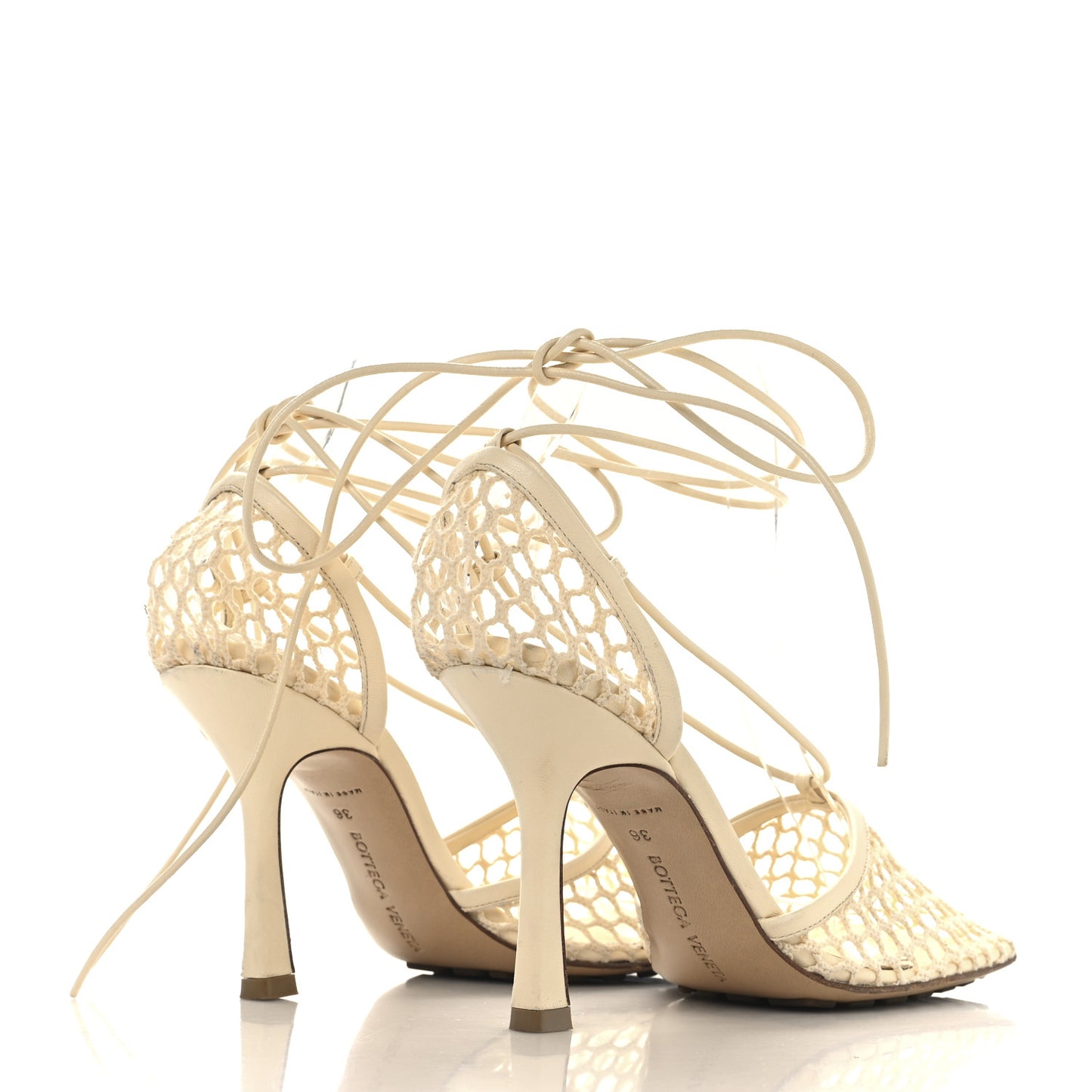 Mesh Nappa Stretch Ankle Tie Sandals 36 Toile
