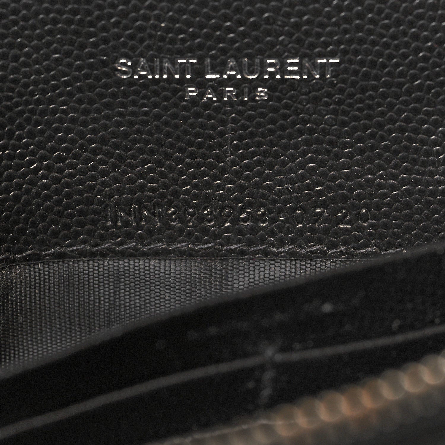 Saint Laurent Grain De Poudre Matelasse Chevron Monogram Envelope Chain Wallet Black 7 of 11