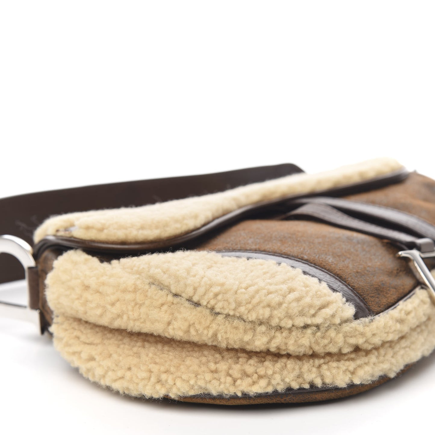 Shearling Flight Saddle Bag Brown
