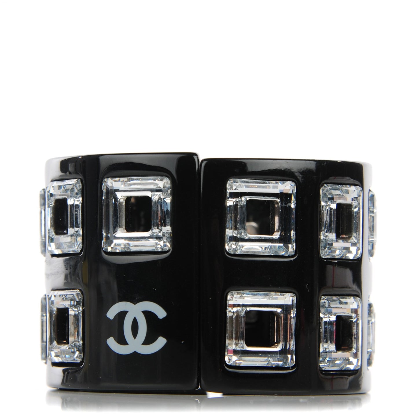 Resin Baguette Crystal CC Cuff Black