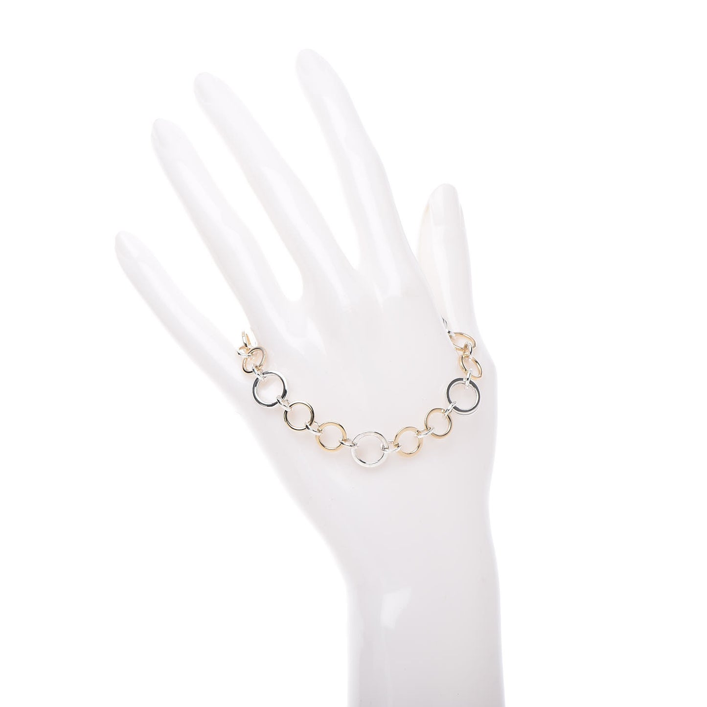 18K Yellow Gold Sterling Silver Circle Link Bracelet