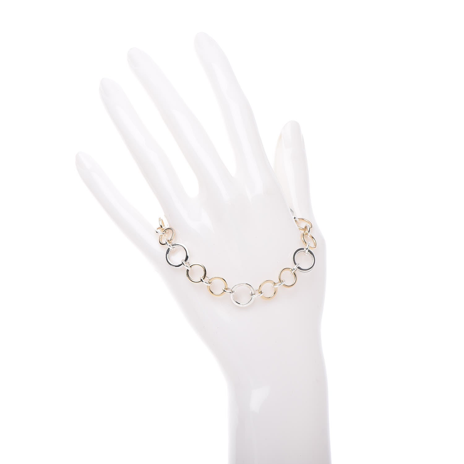 Tiffany 18K Yellow Gold Sterling Silver Circle Link Bracelet 2 of 5