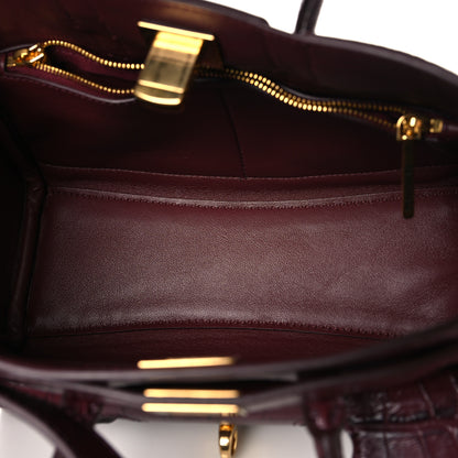 Balenciaga Calfskin Crocodile Embossed Mini Bel Air Carry All Bag Dark Burgundy 5 of 9