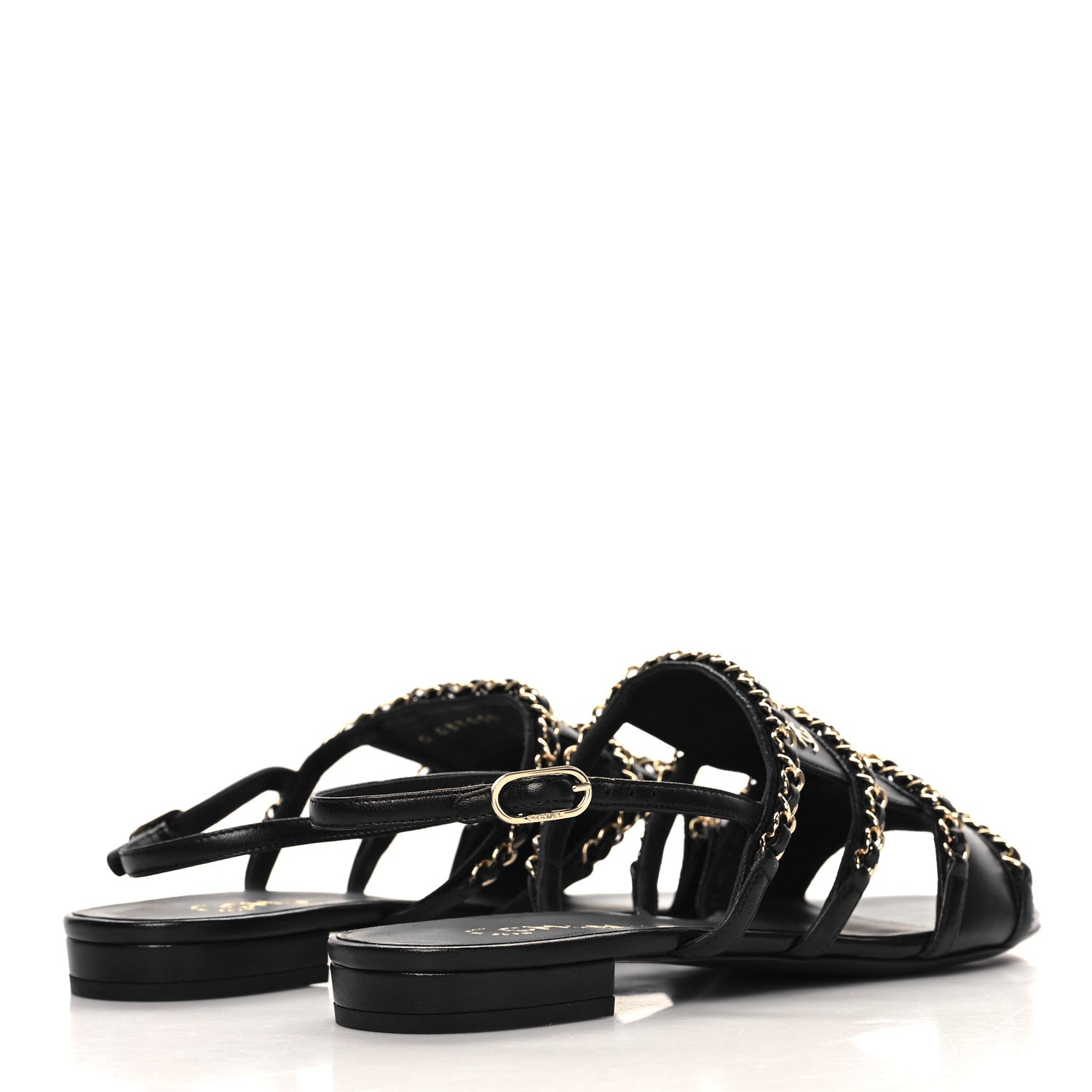 Chanel Lambskin Chain CC Sandals 40 Black 5 of 10