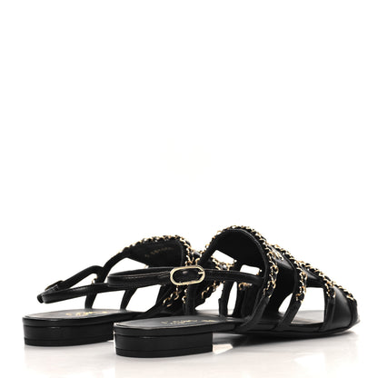 Chanel Lambskin Chain CC Sandals 40 Black 5 of 10