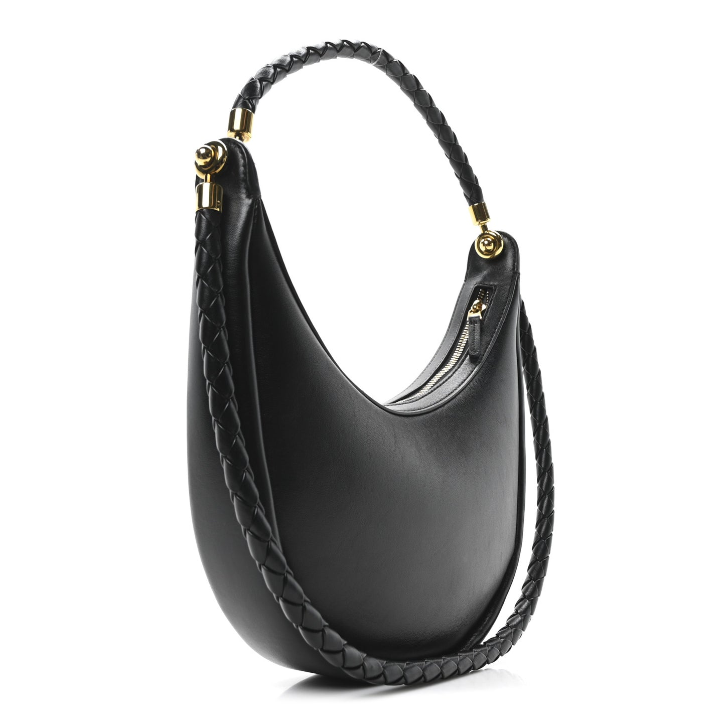 Smooth Calfskin Hula Hoop Shoulder Bag Black