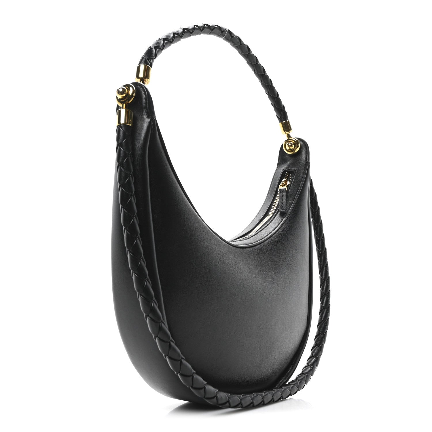Bottega Veneta Smooth Calfskin Hula Hoop Shoulder Bag Black 3 of 9