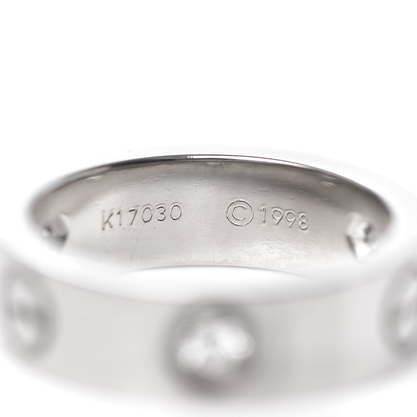 18K White Gold 3 Diamond 5.5mm LOVE Ring 51 5.75