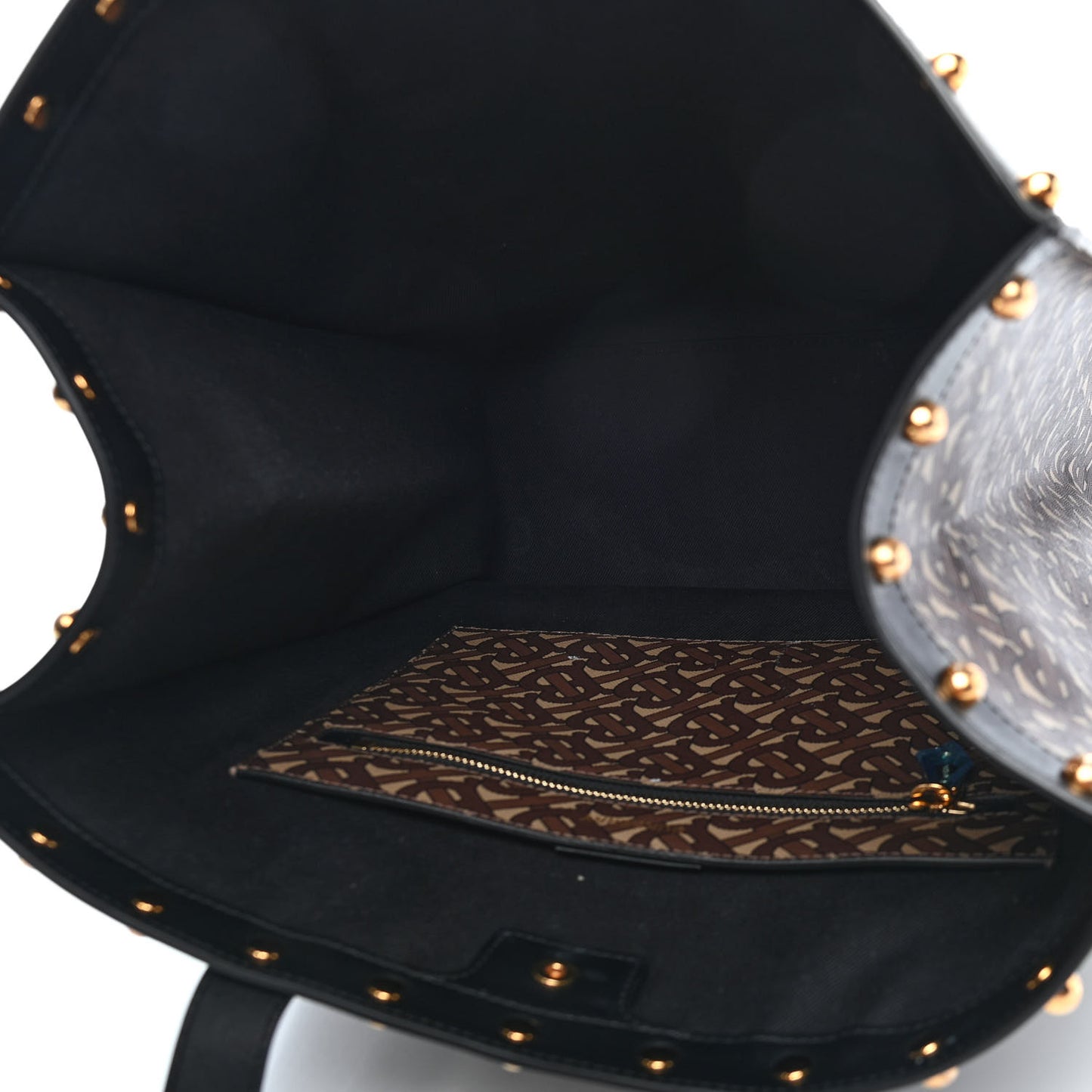 E-Canvas Monogram Studded Medium Portrait Tote Bag Black