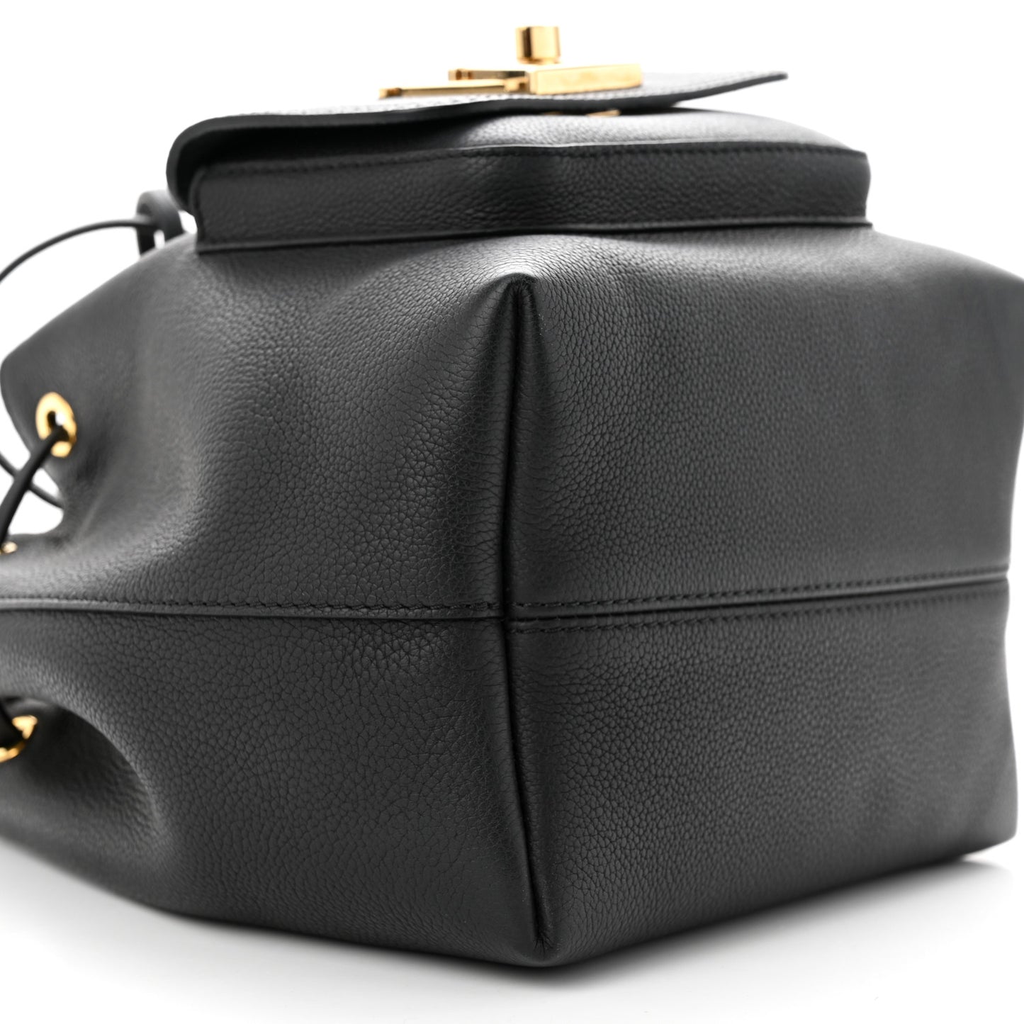 Calfskin Lockme Bucket MM Black
