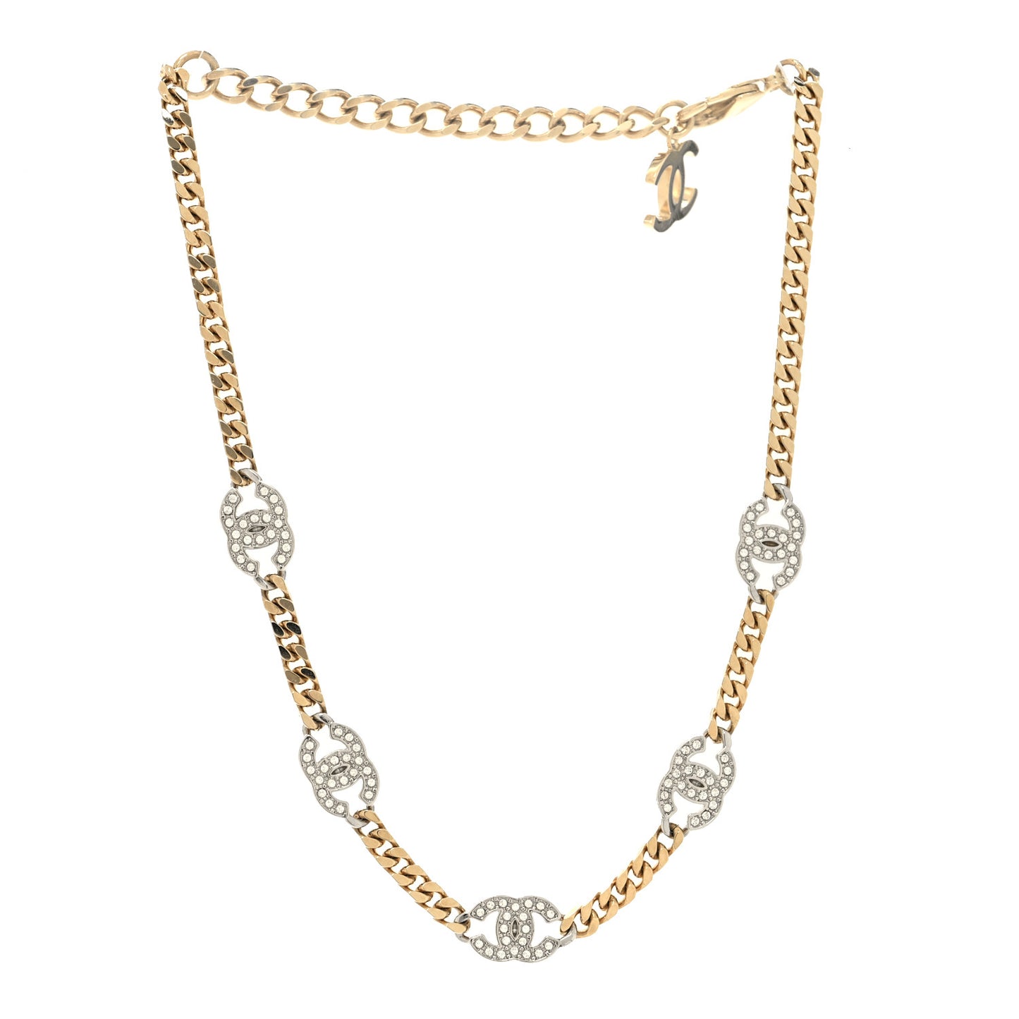Crystal Chain CC Choker Gold Silver