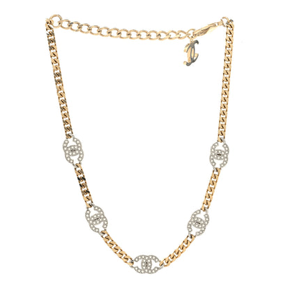 Chanel Crystal Chain CC Choker Gold Silver 4 of 6