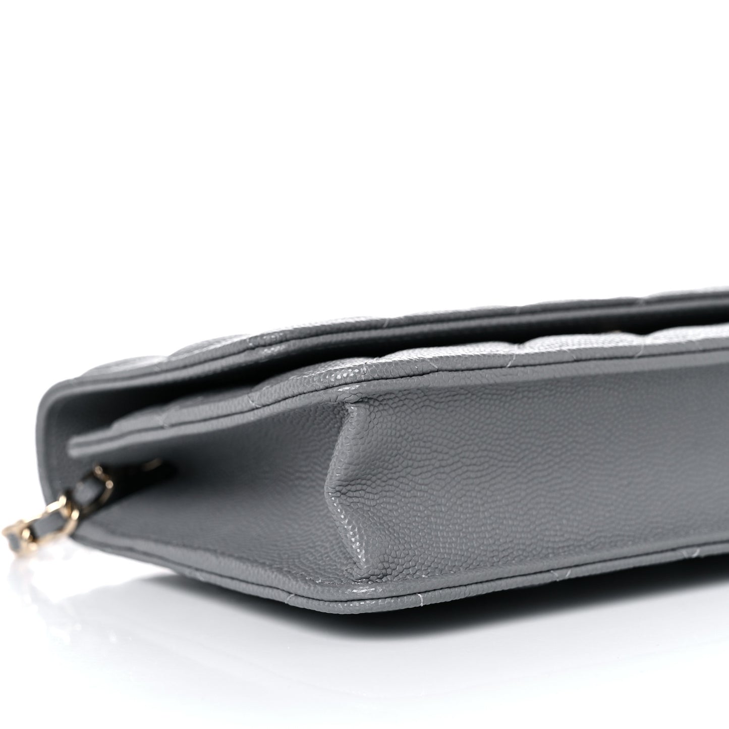 Caviar Quilted Wallet On Chain WOC Grey