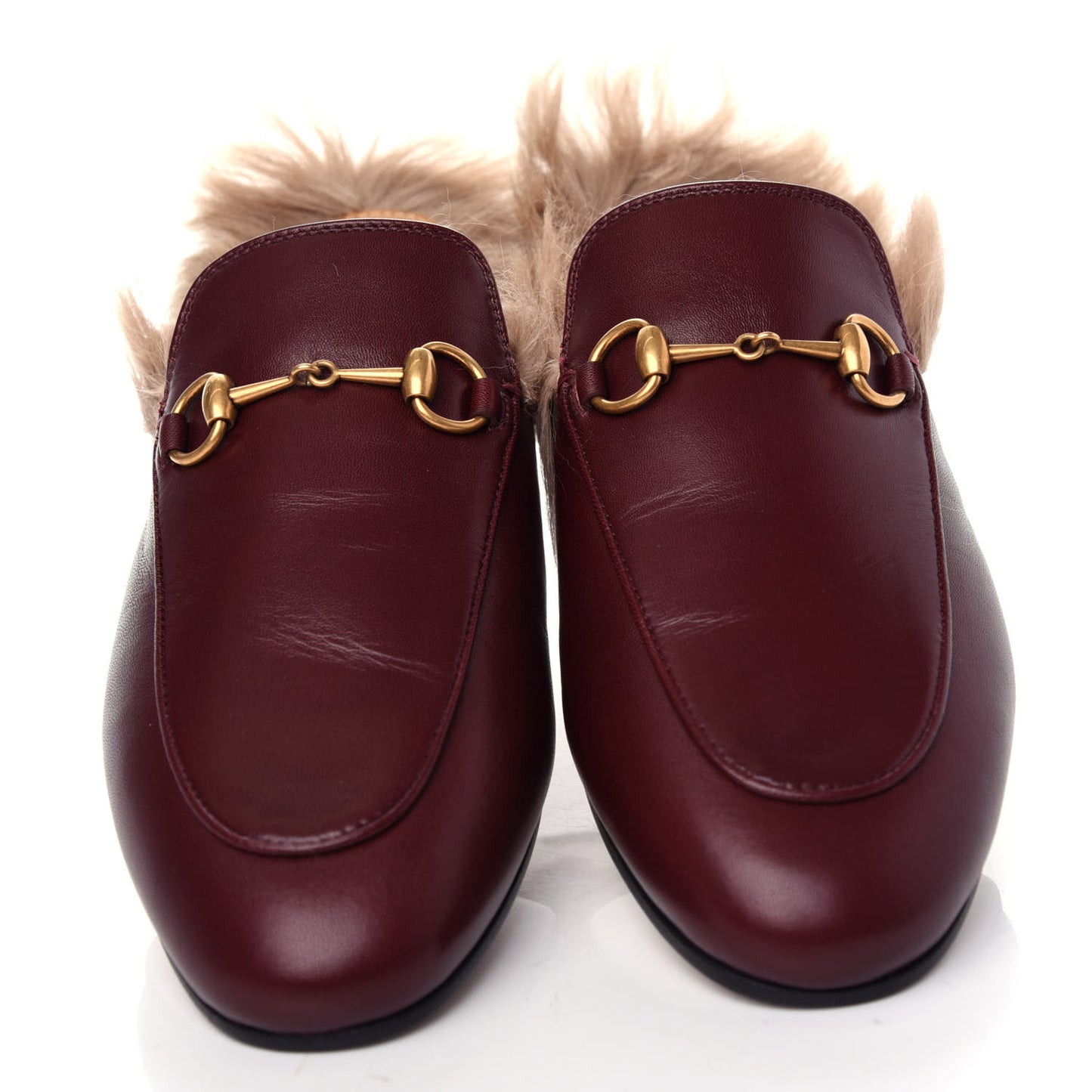 Malaga Kid Fur Womens Princetown Slippers 38 Vintage Bordeaux