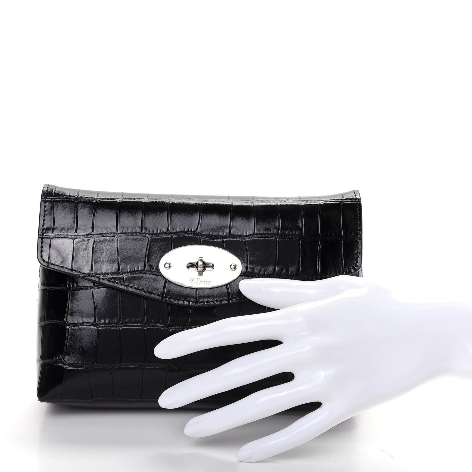 Mulberry Shiny Crocodile Small Darley Cosmetic Pouch Black 2 of 6