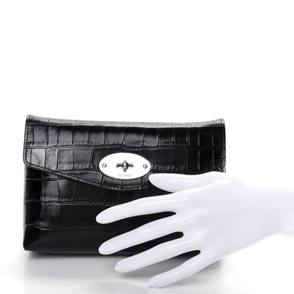 Mulberry Shiny Crocodile Small Darley Cosmetic Pouch Black 2 of 6