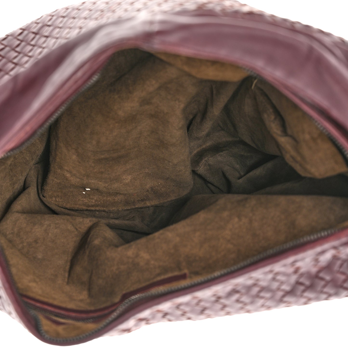 Nappa Intrecciato Large Veneta Hobo Dark Red