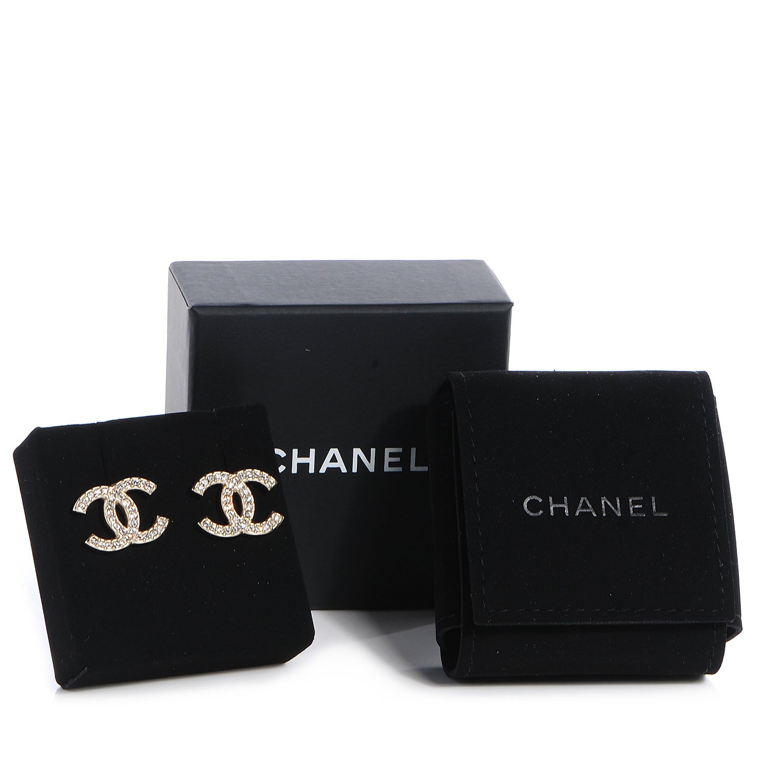 Chanel Crystal CC Earrings Gold 5 of 5