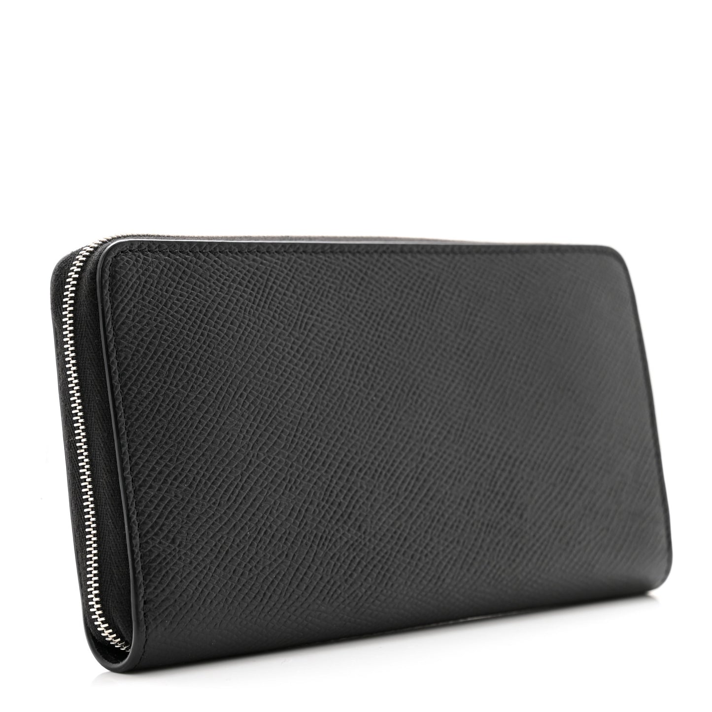 Calfskin Large Zip Around Multifunction Wallet Black