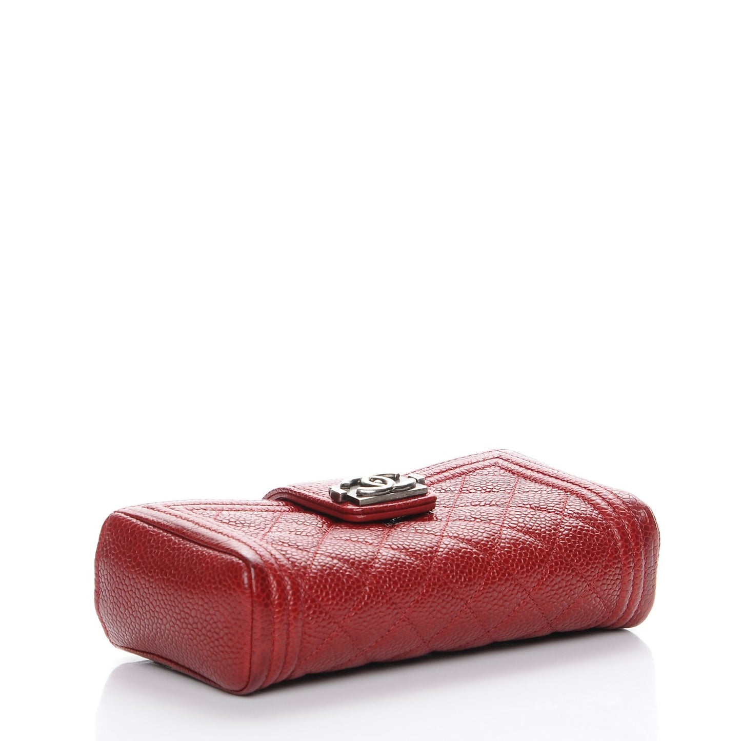 Caviar Quilted Mini Boy Phone Holder Clutch Dark Red