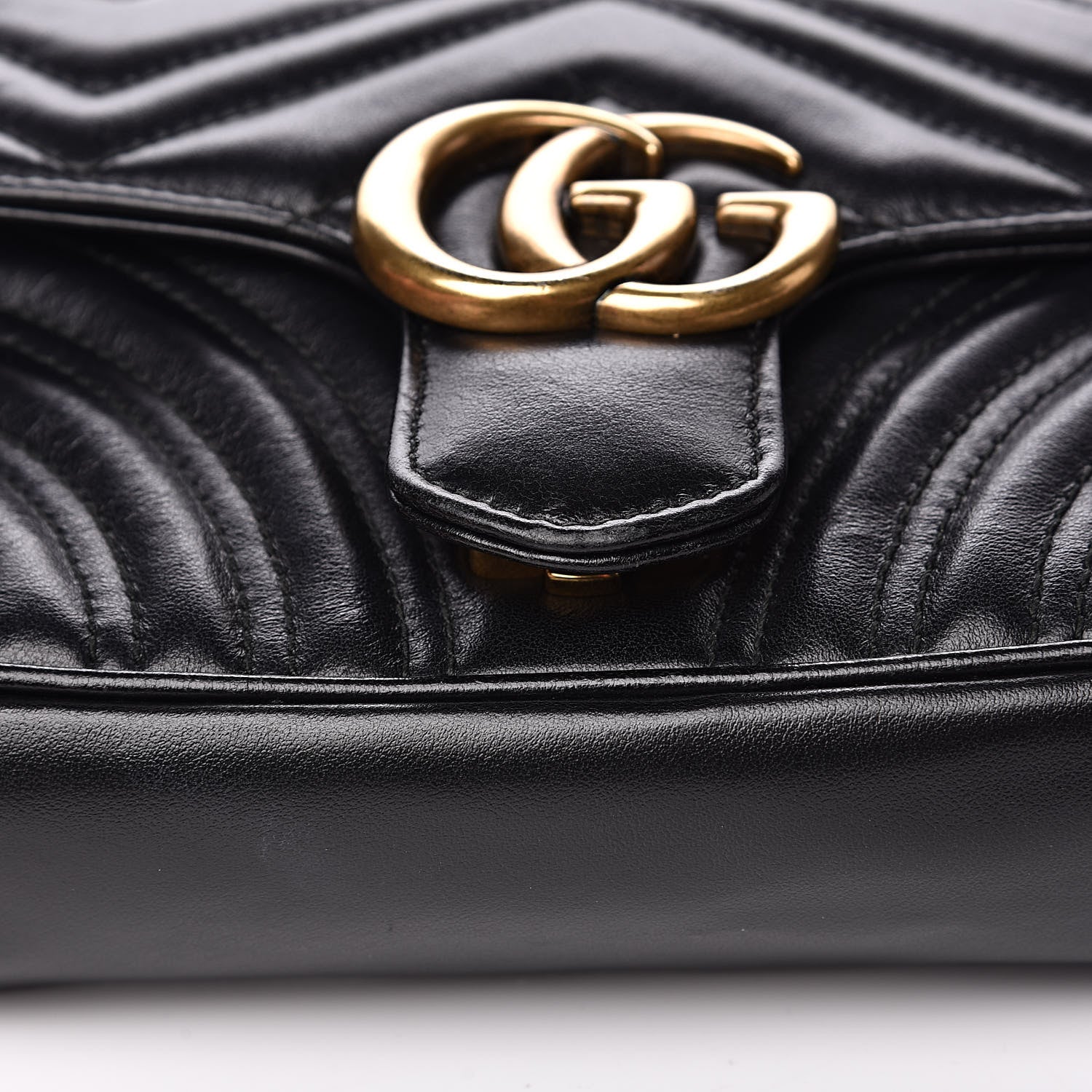 Gucci Calfskin Matelasse Mini GG Marmont Shoulder Bag Black 8 of 12