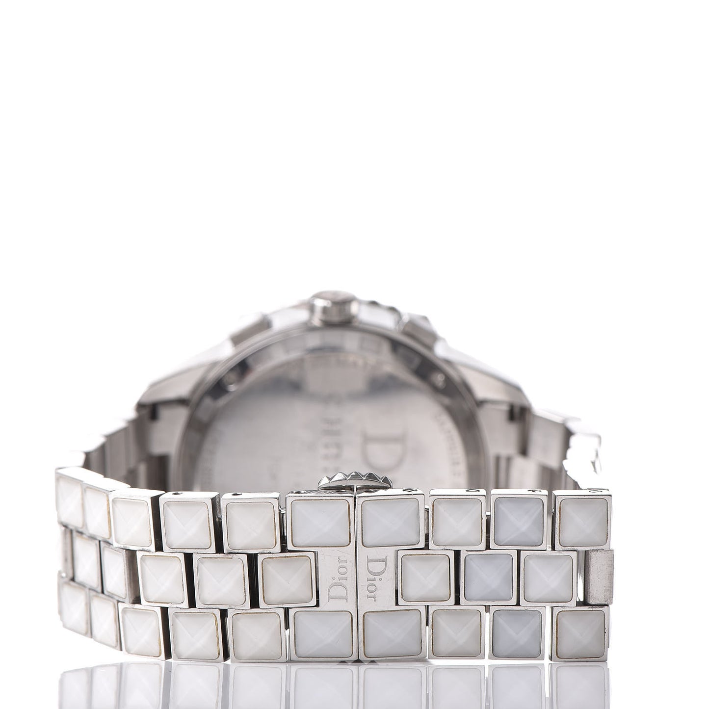 Stainless Steel Diamond Sapphire 38mm Christal Chronograph Quartz Watch White