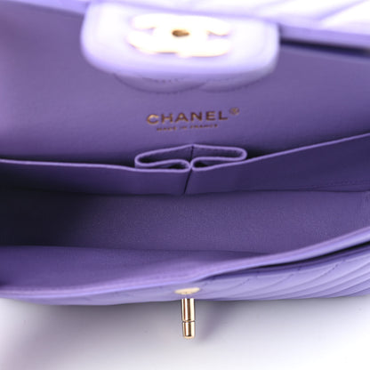 Chanel Lambskin Chevron Quilted Small Double Flap Purple 4 of 5