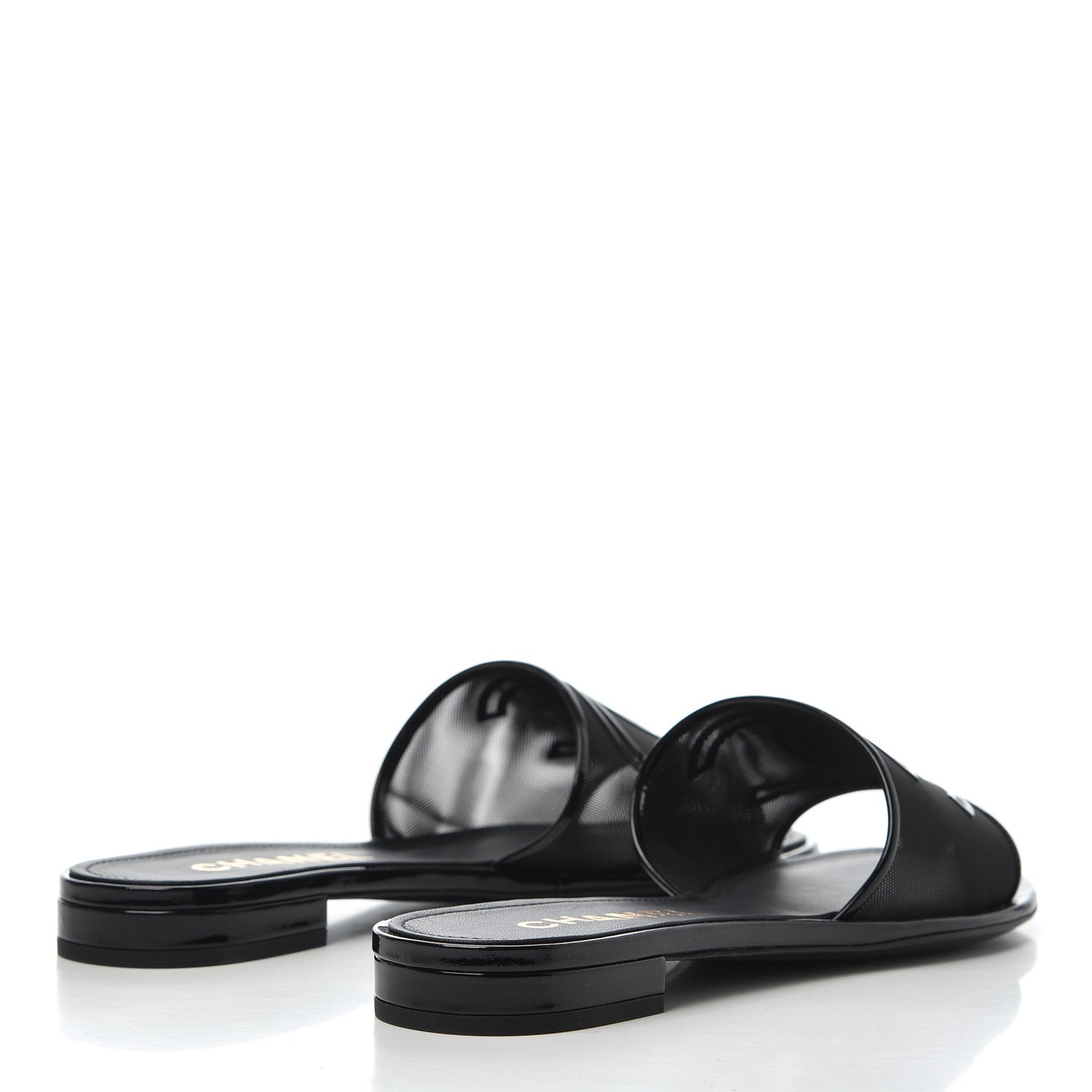 Chanel Mesh Patent Calfskin CC Mules 39 Black 4 of 8