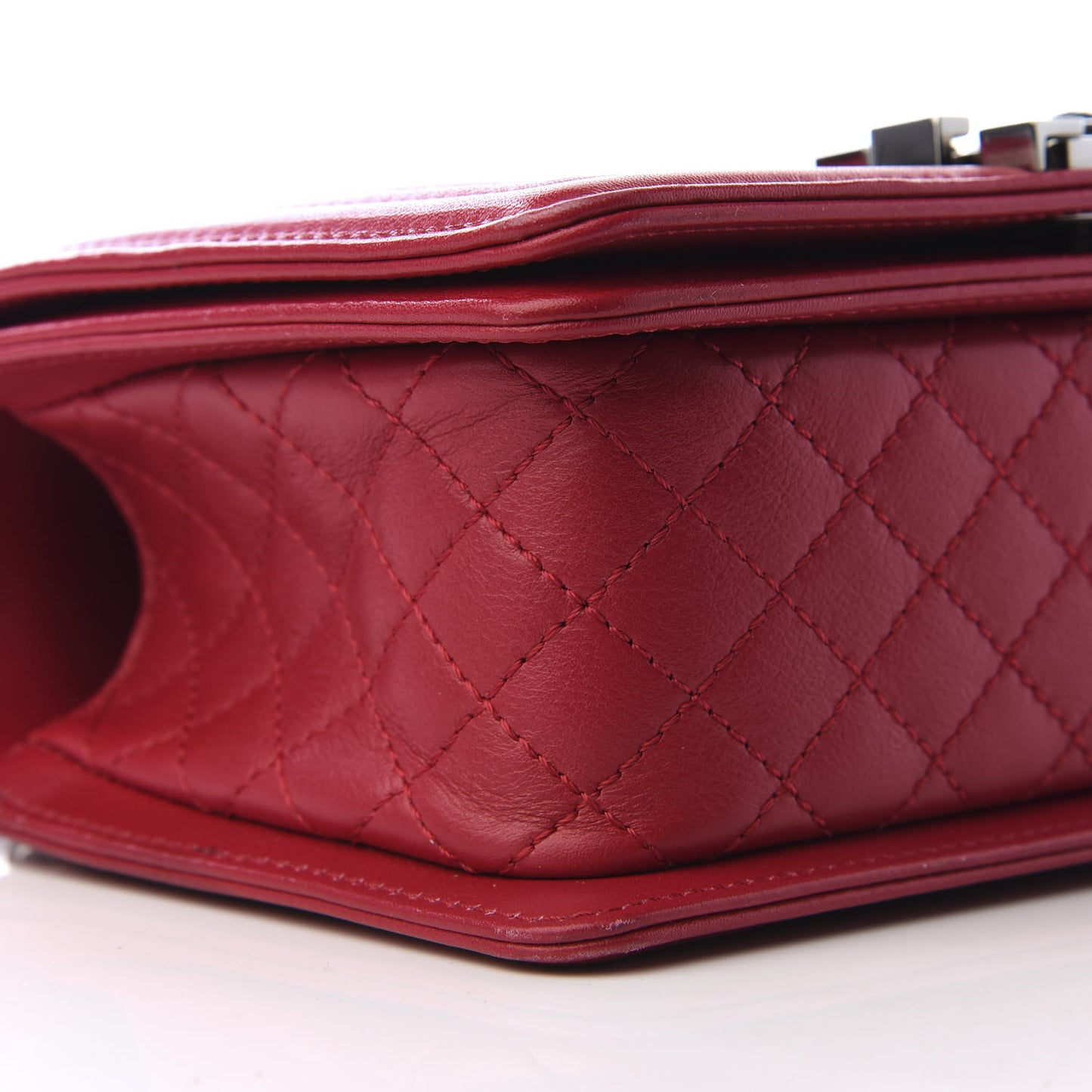 Lambskin Chevron Quilted Small Boy Flap Dark Pink