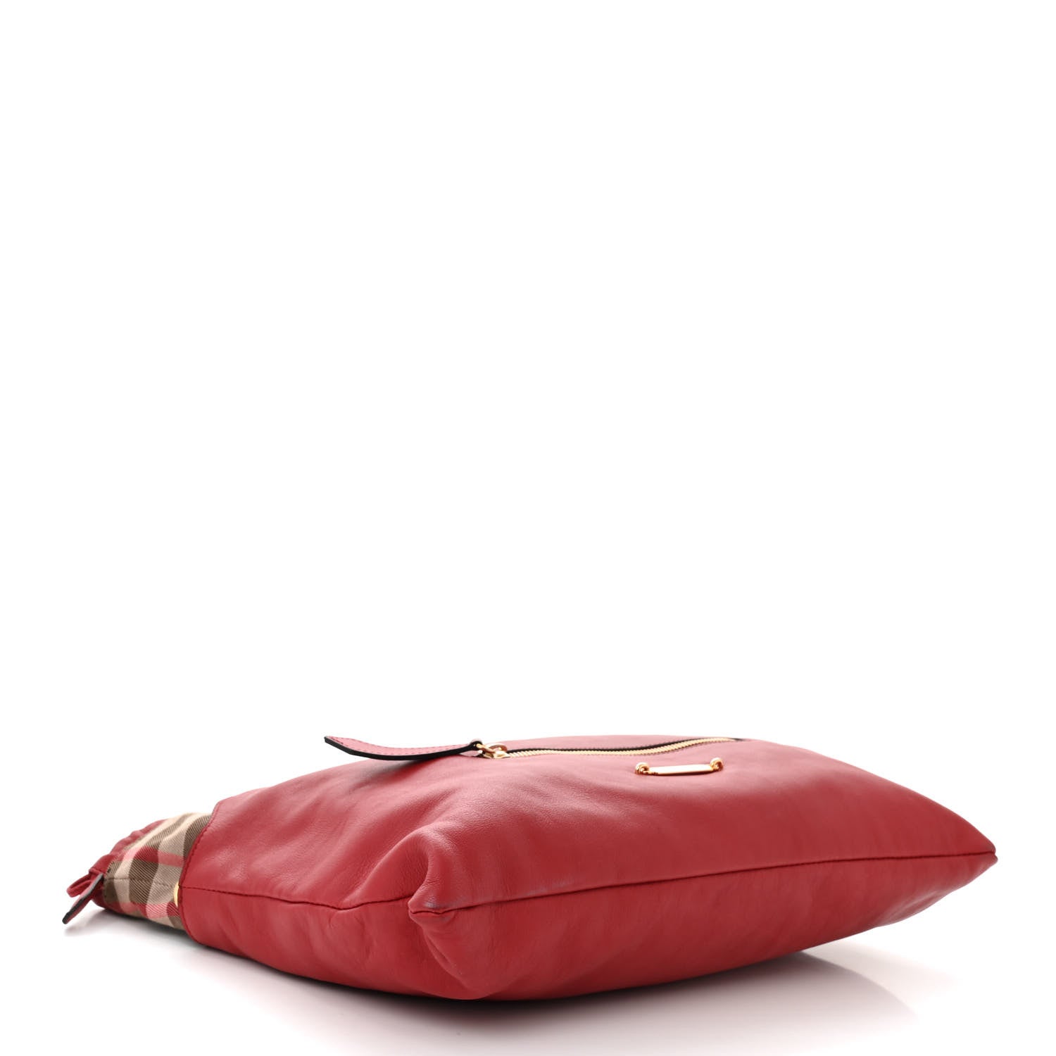 Burberry Soft Calfskin House Check Big Crush Tote Military Red 4 of 11